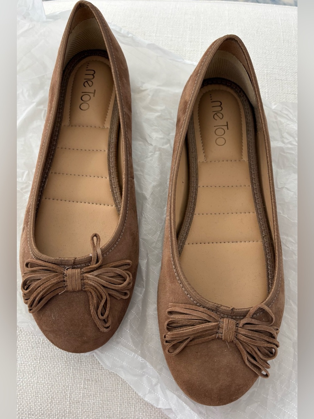 Me Too Chestnut Color Suede Flats. Size 8.
